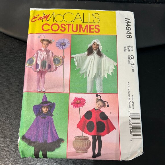 Easy McCall’s Costumes Kids 3–8 | Bug, Witch, Ladybug | Uncut Sewing Pattern - Picture 1 of 2
